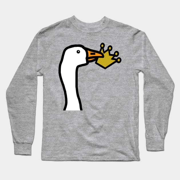 Portrait of a Funny Goose Stealing a Crown Long Sleeve T-Shirt by ellenhenryart